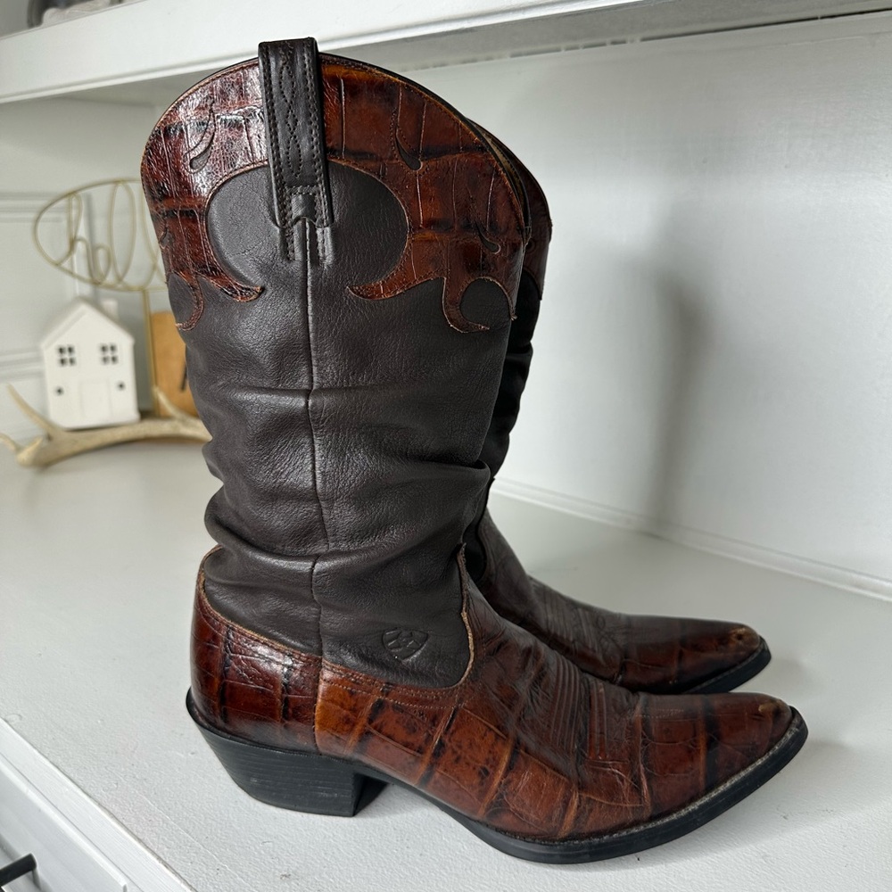 **SOLD**Ariat Women’s 9.5B Exotic Slouch Western Cowboy Boots Brown Leather - Picture 5 of 10
